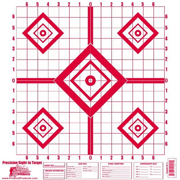 PROSHOT 16 X 16IN RED DIAMOND PRECISION SIGHT-IN TARGET 10 PACK SI-1-10PK - Taurus Savings